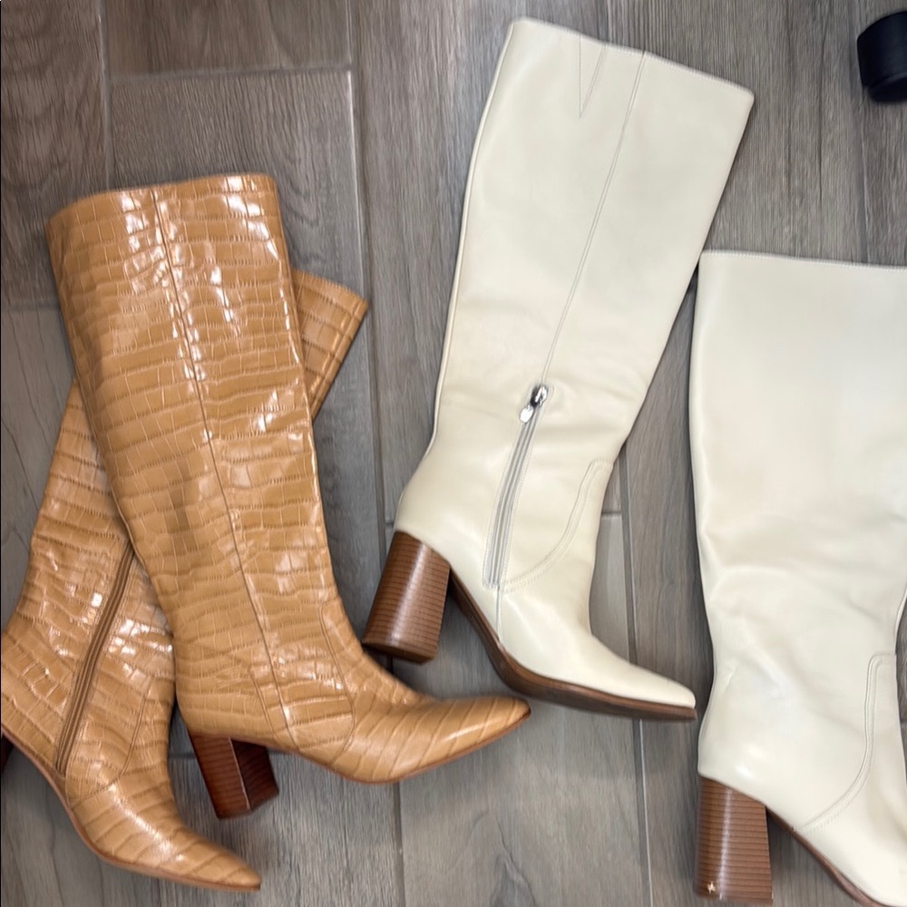 Marc Fisher Cream Heeled Boots